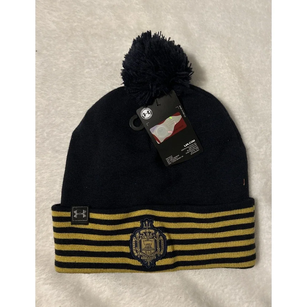 Navy Midshipmen Under Armor Beanie Cap Cuff Striped  NWT